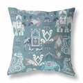 Palacedesigns 16 in. Tribal Indoor & Outdoor Zip Throw Pillow Gray & White PA3664372